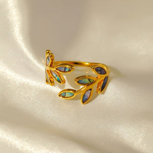 Colorful Enamel Olive Leaf Vine Stacking Ring - Perimade & Co.