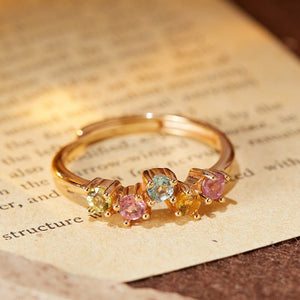 Colorful Gemstone Cluster Stacking Open Ring - Perimade & Co.