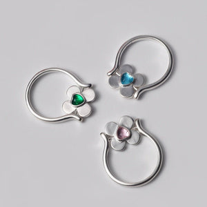 Colorful Heart CZ Reversible Clover Band Ring - Perimade & Co.
