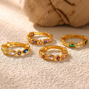 Colorful Multi Shape CZ Stackable Open Ring - Perimade & Co.
