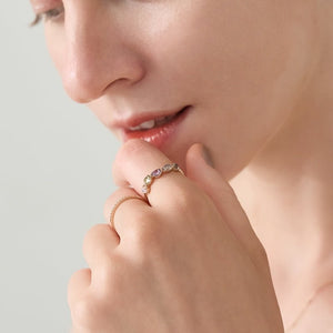 Colorful Multi Shape Five Gemstone Band Ring - Perimade & Co.