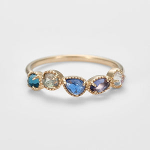 Colorful Multi Shape Five Gemstone Band Ring - Perimade & Co.