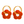 Pair of orange flower-shaped earrings with gold hoop accents on a white background