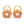 Pair of peach-colored hoop earrings with gold loops on a white background