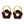 Pair of earrings with gold hoop and brown flower-like design on a white background
