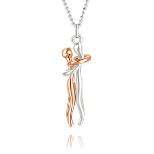 Couple Hug Two - Tone Pendant Necklace - Perimade & Co.