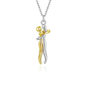Couple Hug Two - Tone Pendant Necklace - Perimade & Co.