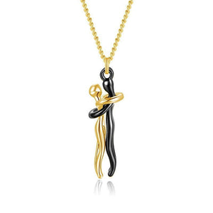 Couple Hug Two - Tone Pendant Necklace - Perimade & Co.