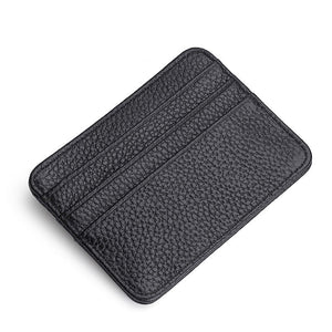 Black leather cardholder on a white background