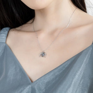 Crescent Moon Round Stone Charm Necklace - Perimade & Co.