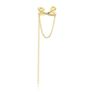 Criss Cross Pave Drop Chain Clip-On Earrings - Perimade & Co.