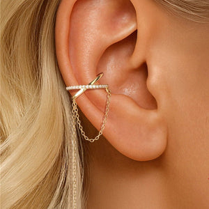 Criss Cross Pave Drop Chain Clip-On Earrings - Perimade & Co.