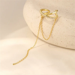 Criss Cross Pave Drop Chain Clip-On Earrings - Perimade & Co.