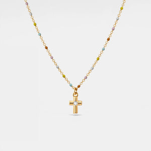 Cross Boho Color Bead Pendent Necklace - Perimade & Co.