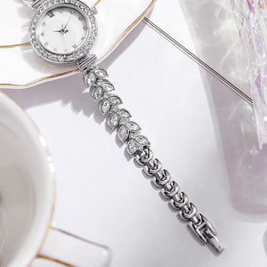 Crystal Leaf 28 mm Round Bracelet Watch - Perimade & Co.