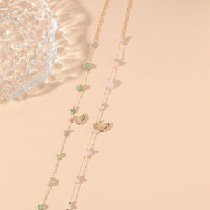 Crystal Raw Stone Moon Charm Anklet - Perimade & Co.