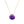 Purple faceted gemstone necklace on a gold chain against a white background