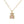 Gold teddy bear pendant with a pink heart stone on a gold chain against a white background