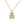Gold teddy bear pendant necklace with clear stones on a white background