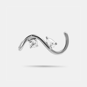 Curved S-Wave Crystal Climber Stud Earrings - Perimade & Co.