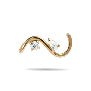 Curved S-Wave Crystal Climber Stud Earrings - Perimade & Co.