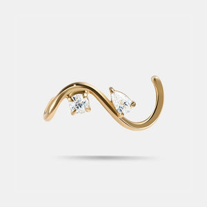 Curved S-Wave Crystal Climber Stud Earrings - Perimade & Co.