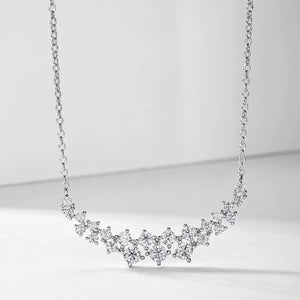 Curved Tiara Cluster Moissanite Bar Necklace - Perimade & Co.