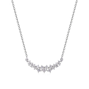 Curved Tiara Cluster Moissanite Bar Necklace - Perimade & Co.