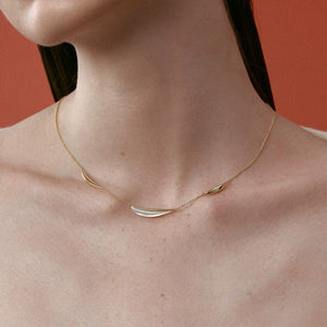Curved Wave Mother Of Pearl Collar Necklace - Perimade & Co.