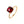 Gold ring with a red gemstone on a white background