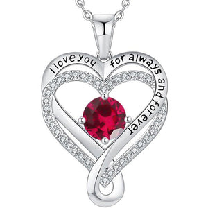 Custom Birthstone Heart Pendant Necklace - Perimade & Co.