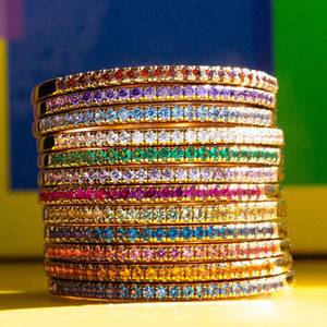 Custom Birthstone Thin Stacking Eternity Ring - Perimade & Co.