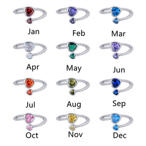 Custom Heart Birthstone Stacking Ring - Perimade & Co.