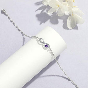 Custom Infinity Heart Birthstone Chain Bracelet - Perimade & Co.