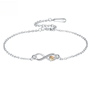 Custom Infinity Heart Birthstone Chain Bracelet - Perimade & Co.