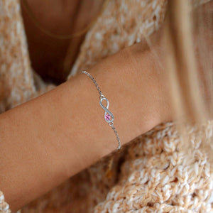Custom Infinity Heart Birthstone Chain Bracelet - Perimade & Co.