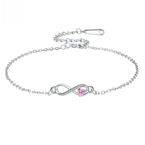 Custom Infinity Heart Birthstone Chain Bracelet - Perimade & Co.