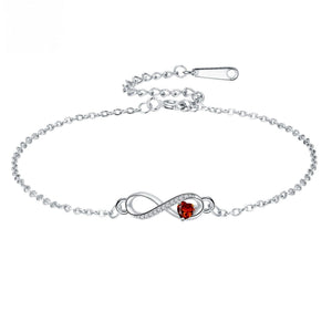 Custom Infinity Heart Birthstone Chain Bracelet - Perimade & Co.