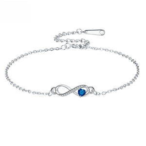 Custom Infinity Heart Birthstone Chain Bracelet - Perimade & Co.