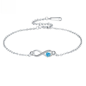 Custom Infinity Heart Birthstone Chain Bracelet - Perimade & Co.