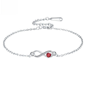 Custom Infinity Heart Birthstone Chain Bracelet - Perimade & Co.