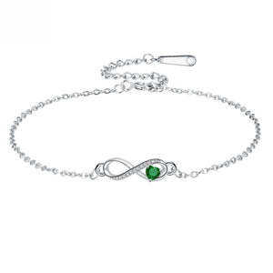 Custom Infinity Heart Birthstone Chain Bracelet - Perimade & Co.