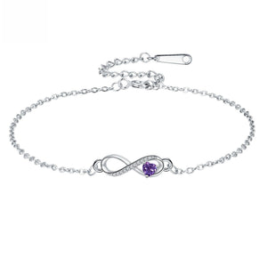 Custom Infinity Heart Birthstone Chain Bracelet - Perimade & Co.