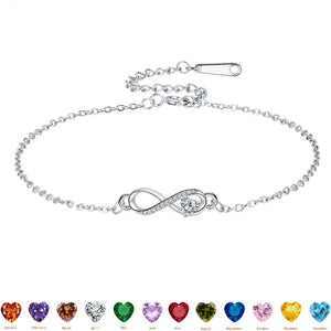 Custom Infinity Heart Birthstone Chain Bracelet - Perimade & Co.