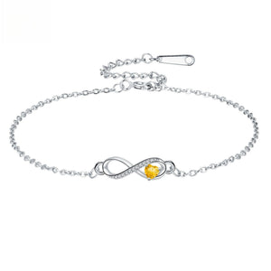 Custom Infinity Heart Birthstone Chain Bracelet - Perimade & Co.