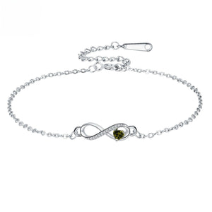 Custom Infinity Heart Birthstone Chain Bracelet - Perimade & Co.