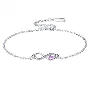 Custom Infinity Heart Birthstone Chain Bracelet - Perimade & Co.