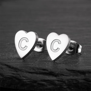 Custom Initial Letter Heart Stud Earrings - Perimade & Co.