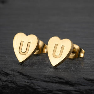 Custom Initial Letter Heart Stud Earrings - Perimade & Co.
