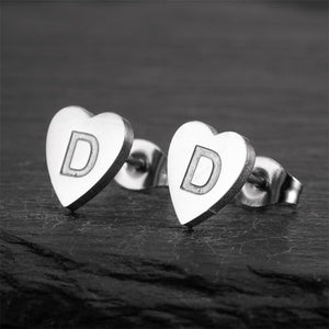 Custom Initial Letter Heart Stud Earrings - Perimade & Co.